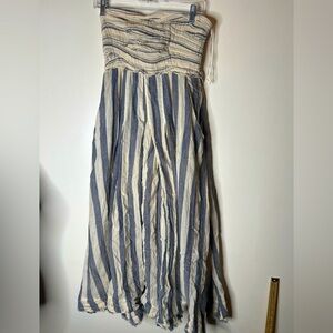 Free People Stripe Me Up Blue Ivory Strapless Maxi Dress